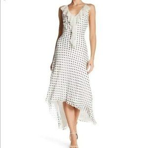 Issue New York Sleeveless Ruffle Polka Dot Hi Low Slip Dress Sz 6 White Y2K NWT